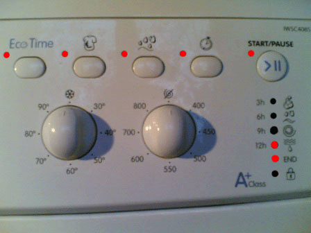 vaskemaskinen brøt sammen uavhengig av lys
