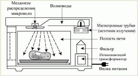 Prinsippet om drift av mikrobølgeovnen